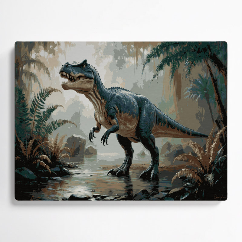 Art mural en métal vert dinosaure baryonyx, H 24 po x l 36 po
