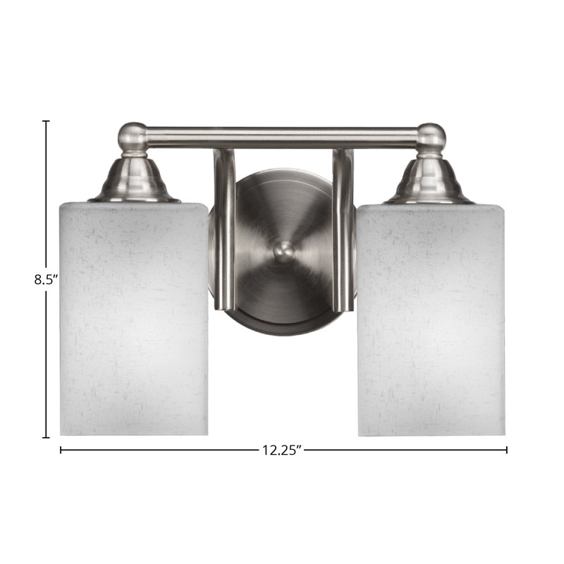 Michell 2-Light Bath Bar, White Muslin, Brushed Nickel