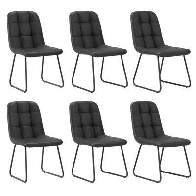 Modern Kitchen Dining Chairs with Carbon Steel Legs, Faux Leather Upholstered Side Chair (6 Chairs)