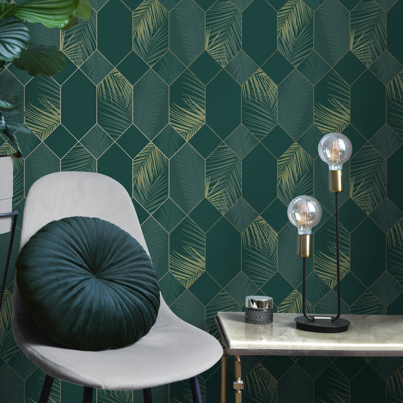 Miami Tropical Geo Wallpaper, Emerald
