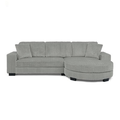 Corduroy Tufted Upholstered Sleeper Sectional Sofa, L-Shaped Modular Convertible Sofa , The Arc-Shaped Footstool Can Be Placed Freely On The Left And Right