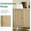 Armoire de rangement 2 portes en rotin, console de buffet en bois avec tablettes pour le rangement de la cuisine et du vestibule-308610339