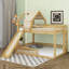 Structure de lit superposé en bois avec glissoire et échelle intégrée pour enfants, adolescents et jeunes-348898782