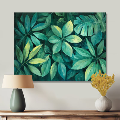 «Green Rainforest Canopy Leaves» - art mural feuilles larges