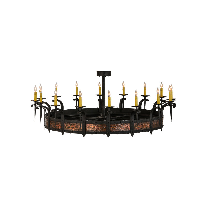 Lustre de roue de style bougie 16 lumières façon bougie Knighton