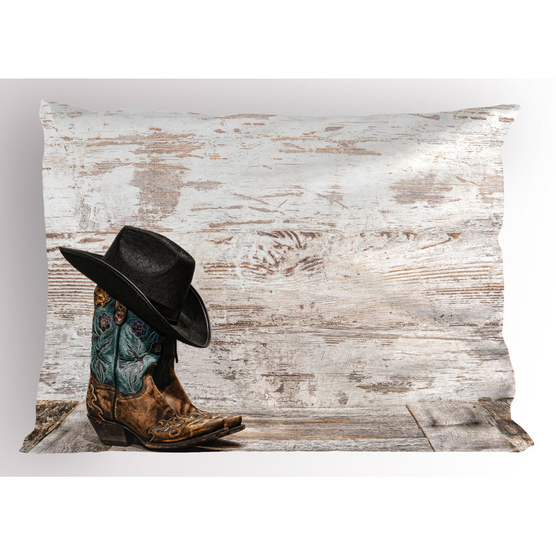 Pillowcase, Rodeo Cowboy Grunge Hat, Black Brown