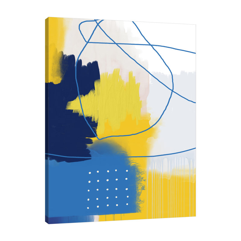 Urban Epiphany Modern Abstract Yellow Blue 2 by Urban Epiphany - Wrapped Canvas Print, 40" H x 30" W x1.5" D