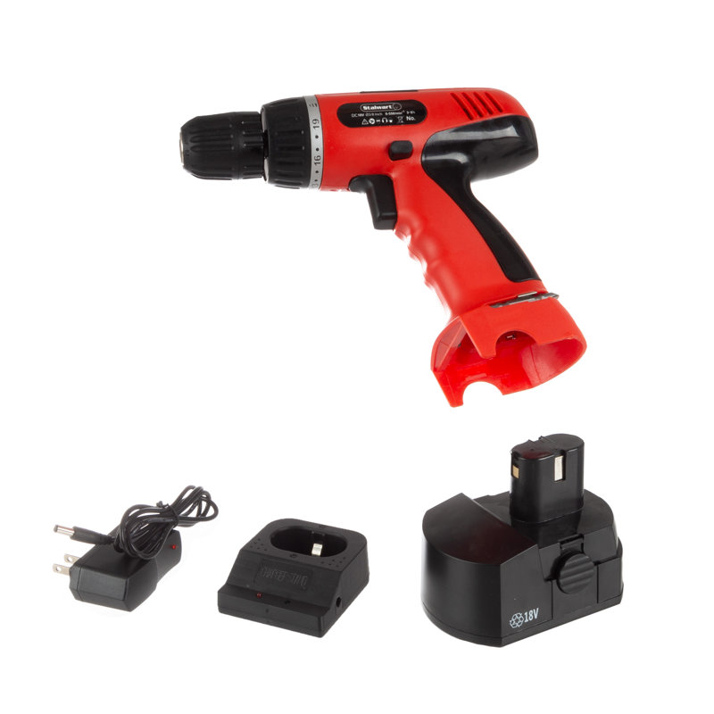 Stalwart 18V Cordless Drill Set - 78-Piece Tool Set with Drill Bits, Sockets, Driver Bits, Flashlight, Rechargeable Battery, and Tool Box 