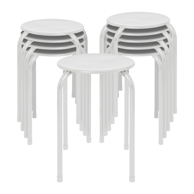 Metal Accent Stool, White