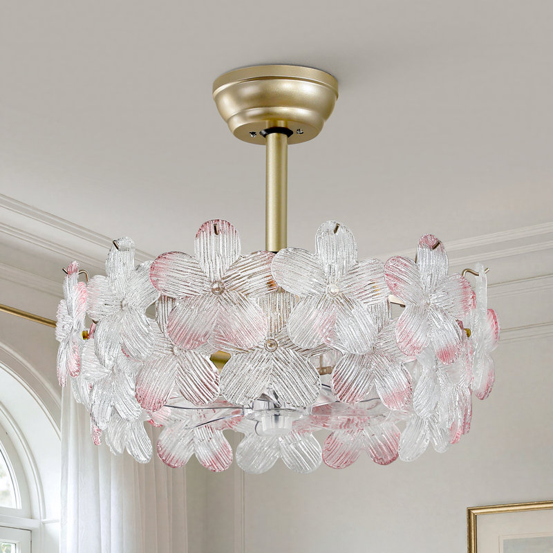 Ventilateur de plafond moderne de 20 po avec ensemble d'éclairage et télécommande Shrewsbury, Pink