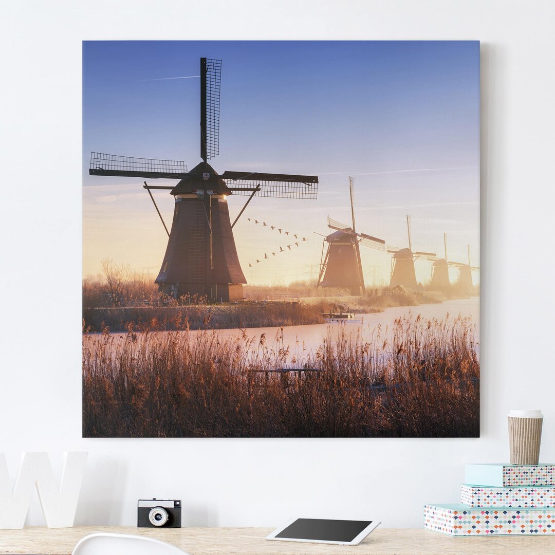 Leinwandbild Windmills at Kinderdijk