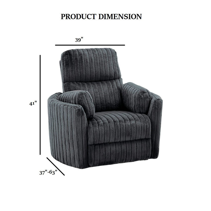Fauteuil inclinable électrique contemporain avec ressorts pivotants et ensachés gris foncé