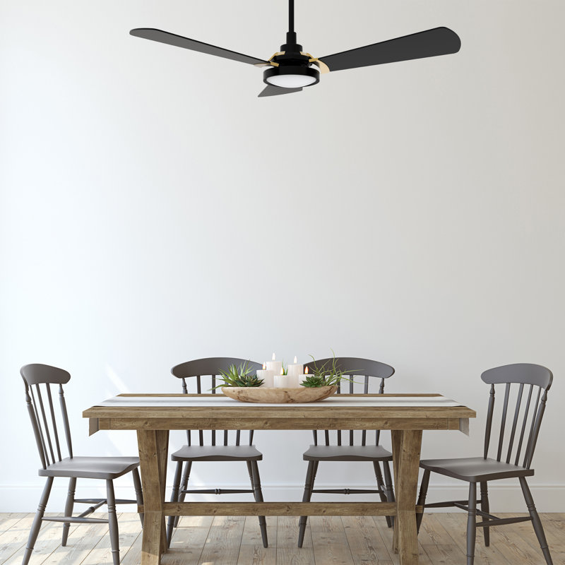 Veter 3 Blade LED Smart Standard Ceiling Fan with Remote Control and Light Kit Included