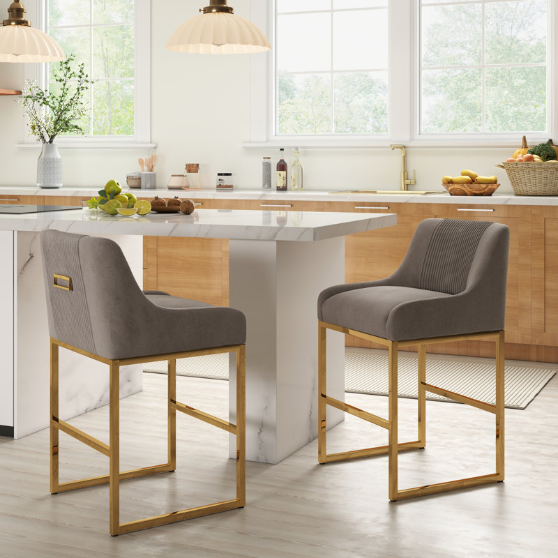 Zanthia Upholstered Counter Stool, Gray, 2