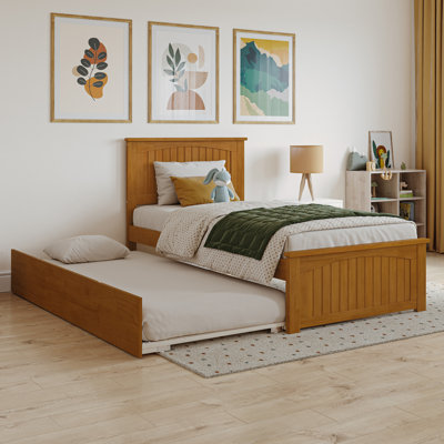 Nantucket Full Solid Wood Platform Bed with Matching Footboard & Twin Trundle in Walnut by AFI Furnishings
