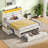 Bed Frame with 4 Storage Drawers and LED Lights, Upholstered Bed with Headboard and Charging Station-1327854150-1327854145