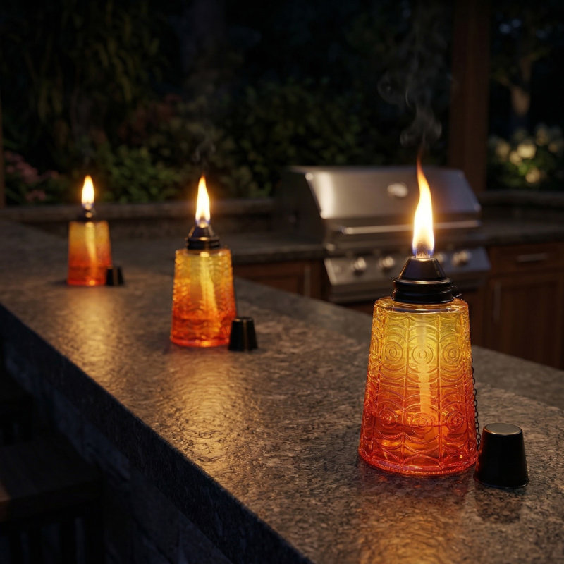 Torches Tiki Citronella, Orange coucher de soleil