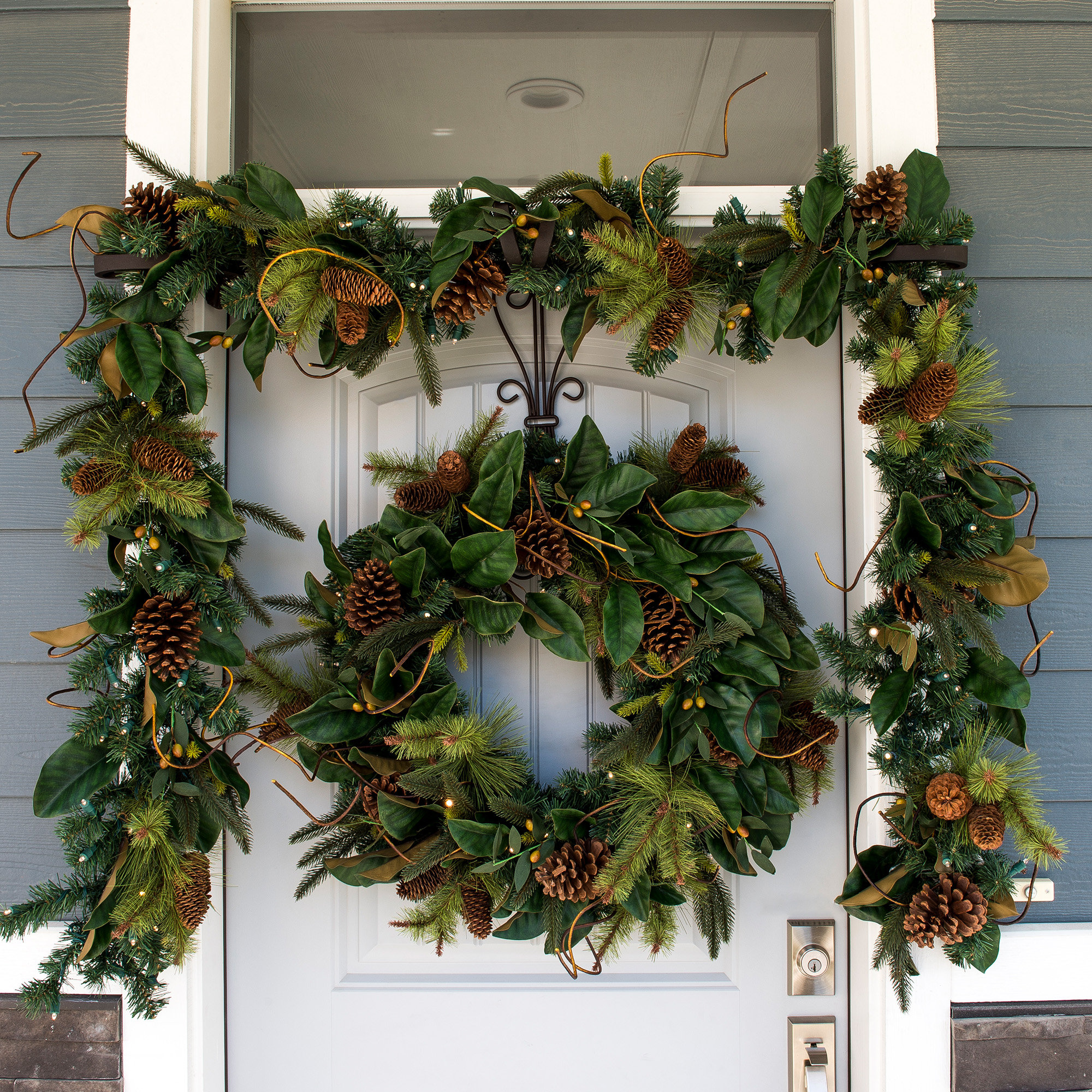 The Holiday Aisle® 9 ft. Artificial Garland with Lights - Magnolia Leaf & Reviews | Wayfair