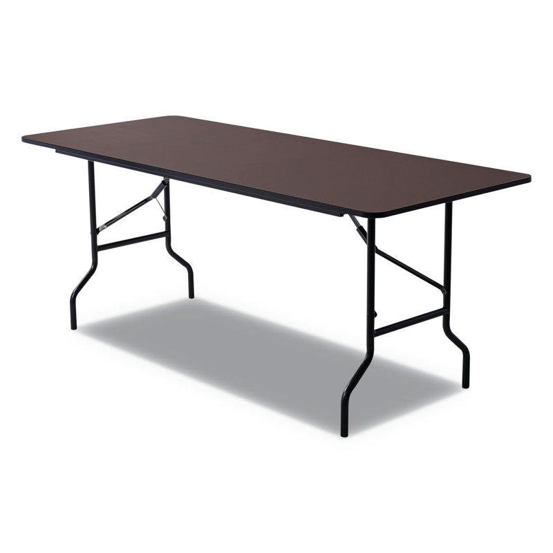 Walnut Wood-Laminate Folding Table with Steel Legs, 30" x 72"