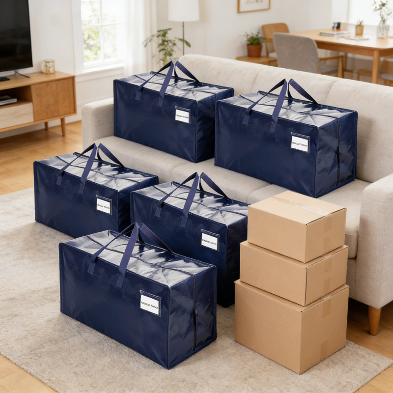Heavy Duty Moving Bags With Backpack Straps - 6 Pack Reusable Storage Totes, Water-Resistant Alternative To Moving Boxes For Clothes, Dorm & Home Organization
