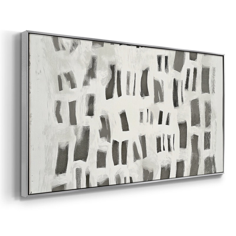 Série abstraite - DLV - Toile tendue avec châssis encadré - Prêt à être accroché, Argent argent, H 21 po x l 41 po