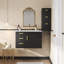 Meuble-lavabo moderne en MDF et fer noir avec lavabo en céramique, solution de rangement peu encombrante