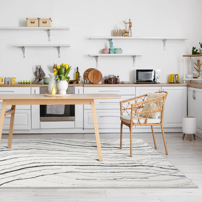 Modern Abstract Wave Area Rug, Rectangle 4'11" x 7'2"