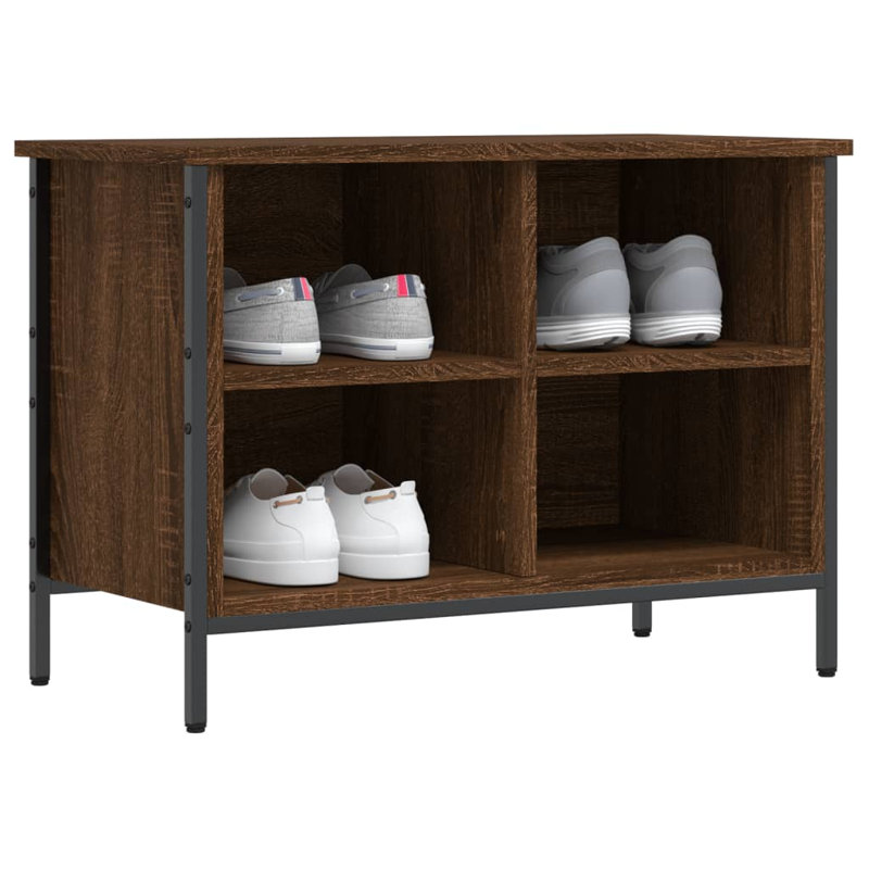 4 Pair Shoe Storage Cabinet, Brown Oak