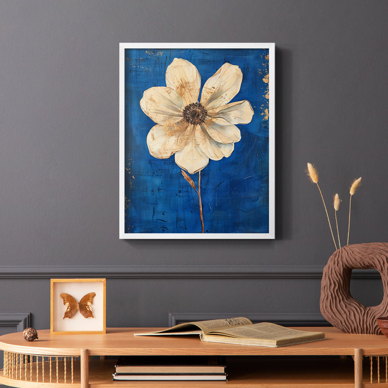 Série FLORAL LXVII - reproduction encadrée de qualité supérieure - prête à être accrochée - aucun clou requis, Blanc