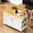 3PCS Set Kitchen Island With Drop Leaf, Power Outlet, Internal Storage Rack & 5 Open Side Racks(With 2 Barstools)-96235695