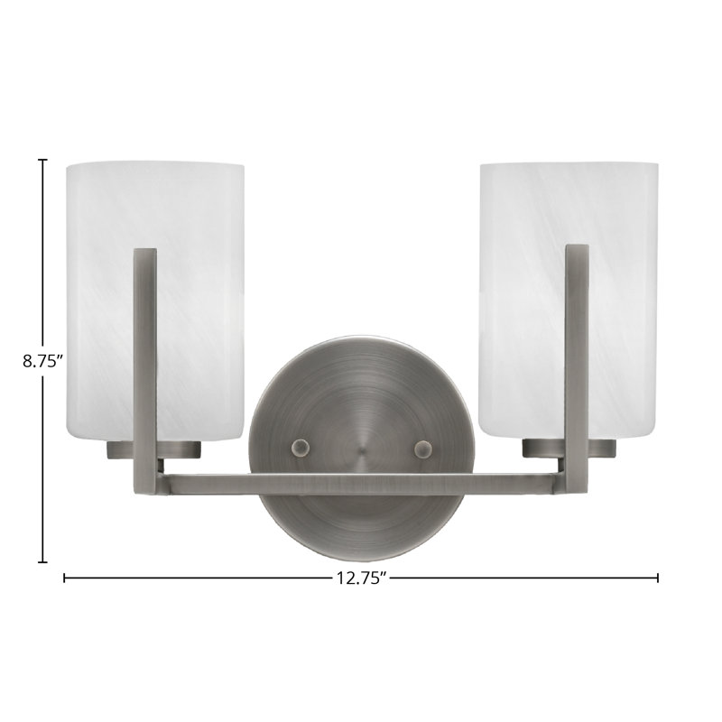 Barre d'éclairage de salle de bain 2 lumières Dayberry avec verre de 4 po, Graphite, Verre marbré