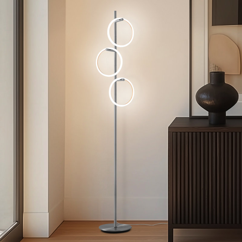 Saturn 66" Silver LED 3-Light Floor Lamp
