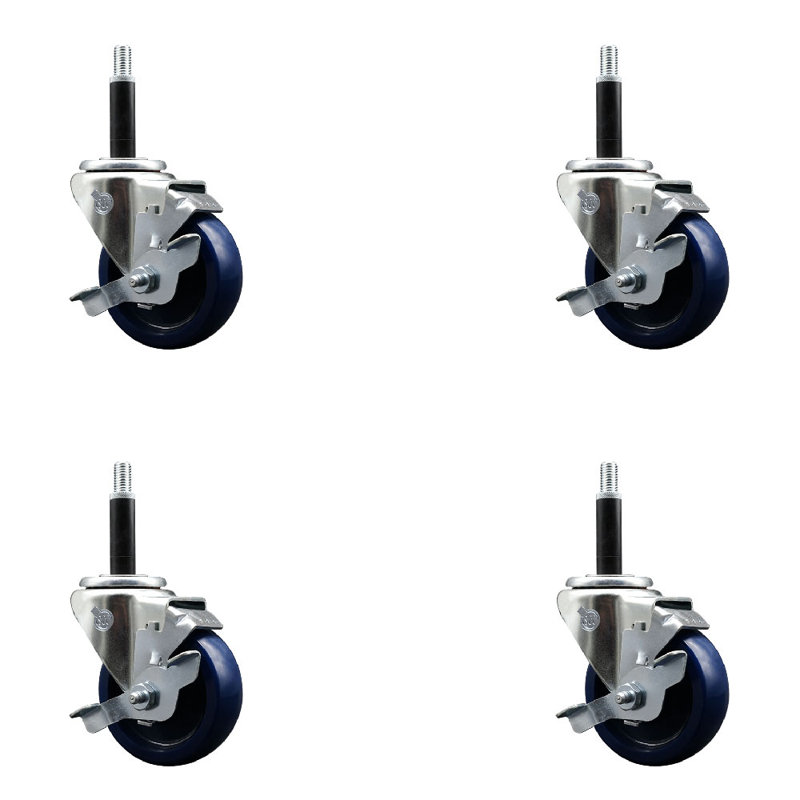 Ensemble de roulettes extensibles en poly massif pivotant avec frein SCC TLB 3,5 po x 3/4 po