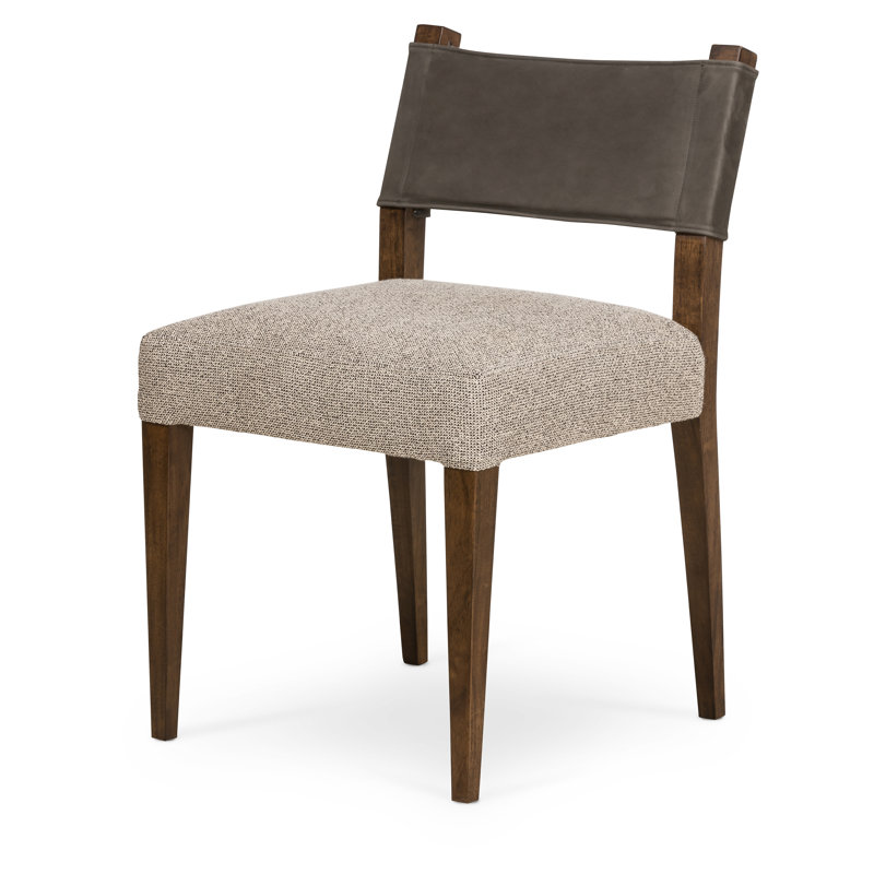 Chaise d'appoint Lorretta, Polyester/Cuir Nubuck Anthracite, Brun