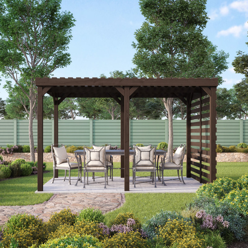 Basmala Solid Wood Pergola, 11.81 ft x 15.75 ft