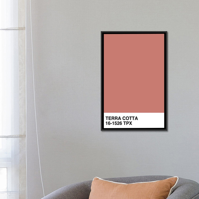 «Terra Cotta 16-1526 TPX», impression sur toile, H 26 po x l 18 po x P 1,5 po, Pas de tapis, Toile avec cadre noir