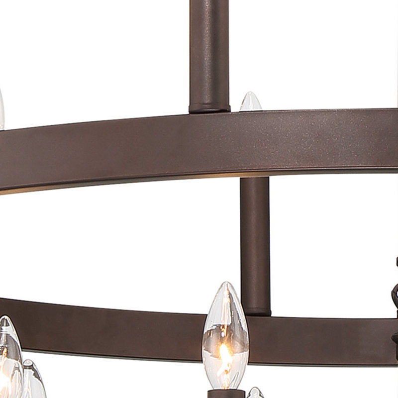 Farwell  2 Tier 20 Light Wagon Wheel Candle Style Chandelier, Oil Rubbed Bronze