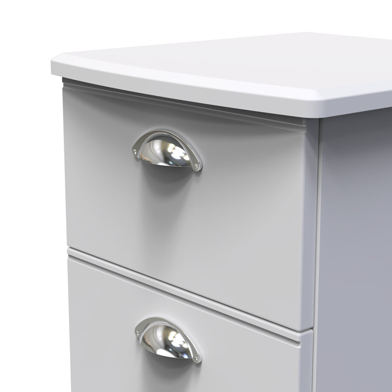 Fully Assembled Murier 2 Drawer Bedside Table, Grey Matt