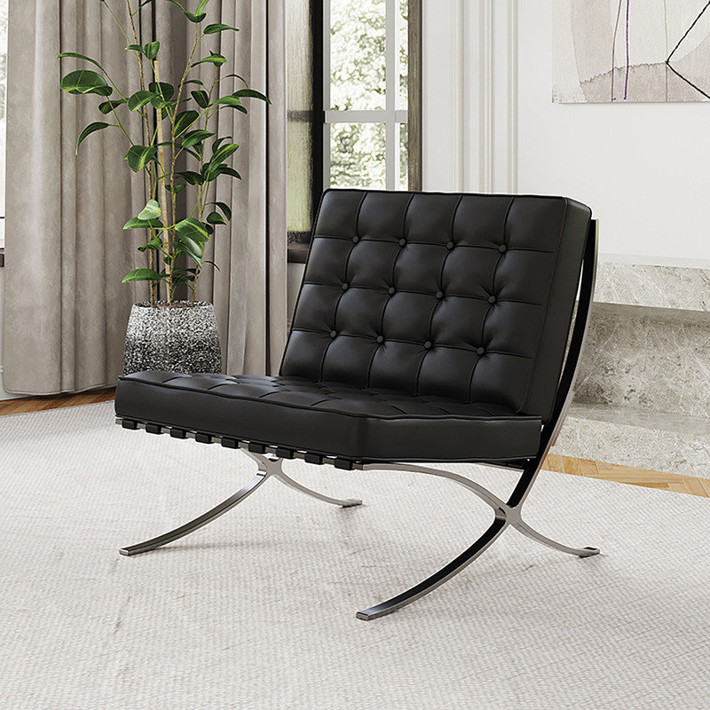 Fauteuil d'appoint inclinable en cuir noir, Noir