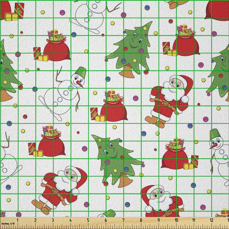 Beecher Xmas Santa Claus Tree on Backdrop Surprise Boxes Multi-Purpose Fabric