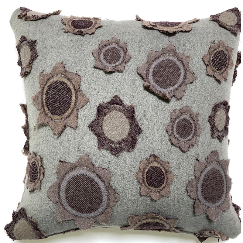 Floral Wool Throw Pillow