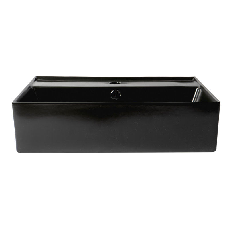 Lavabo pour salle de bain vasque rectangulaire avec trop-plein, Noir