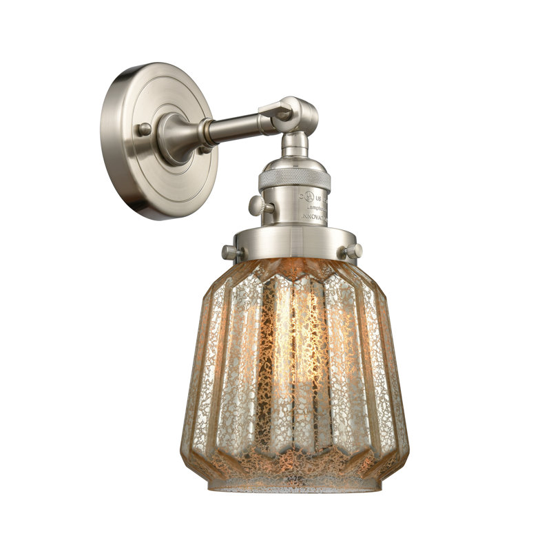 Vinson Armed Sconce, LED, Mercury Plated, Brushed Satin Nickel
