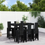 Auggie Brayden Studio Bar Set with Wood Frame and Solid Wood Outer Material