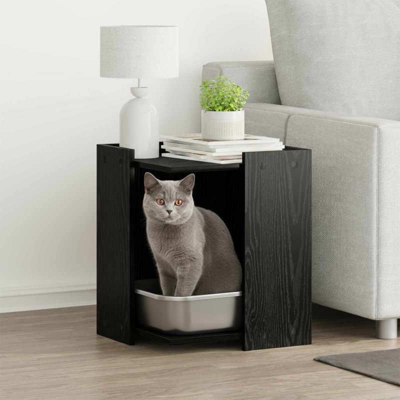 Litter Box Enclosure, 51cm H x 42cm W x 42cm D, Black Oak