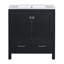Meuble-lavabo noir de 30 po avec lavabo simple, meuble-lavabo encastré, armoire de rangement avec 2 portes et un tiroir, fermeture en douceur, rangement multifonctionnel, structure en bois massif-991087503