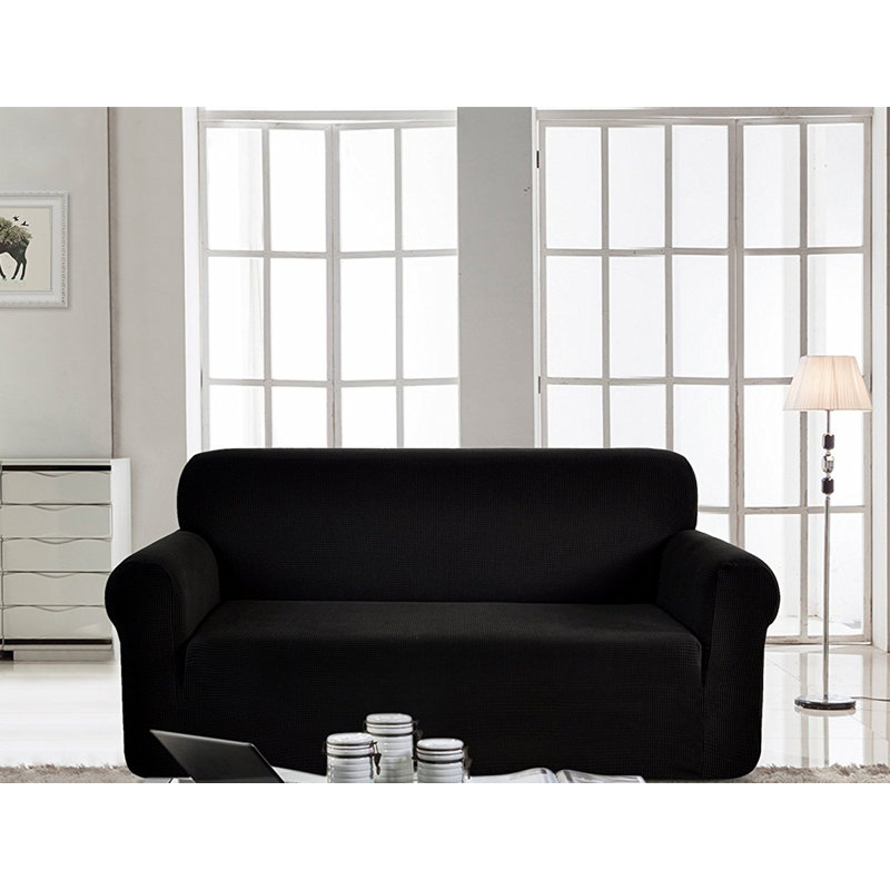 Housse pour causeuse à coussins carrés/rectangulaires, Noir, H 23 po x l 92 po x P 24 po