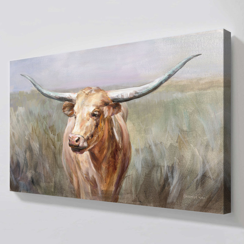 "Big Sky Longhorn" par Danhui Nai, reproduction sur toile, H 28 po x l 48 po