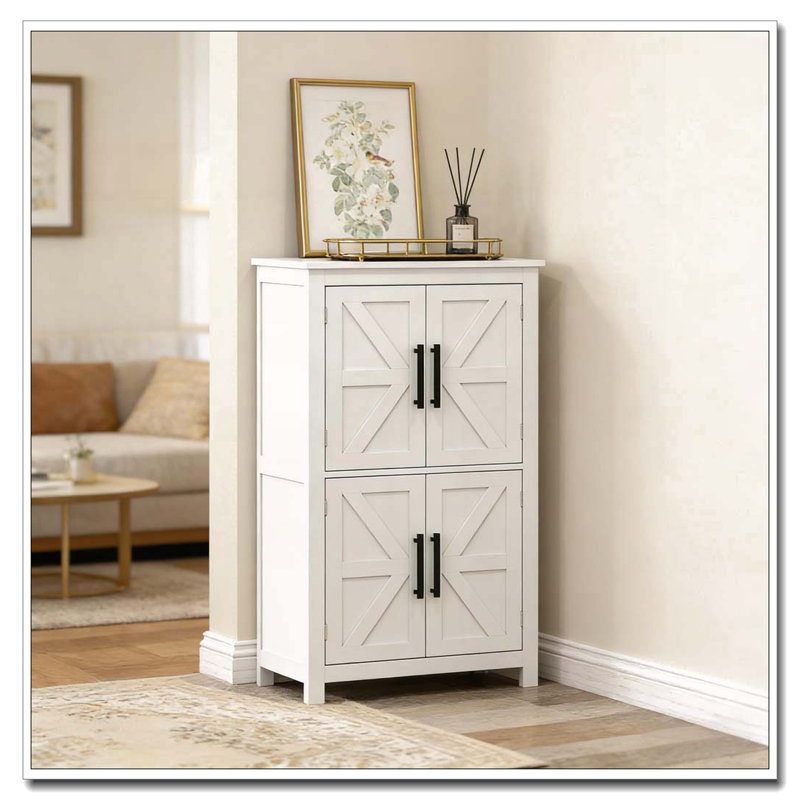 Armoire de rangement au sol avec conception anti-basculement, Noyer