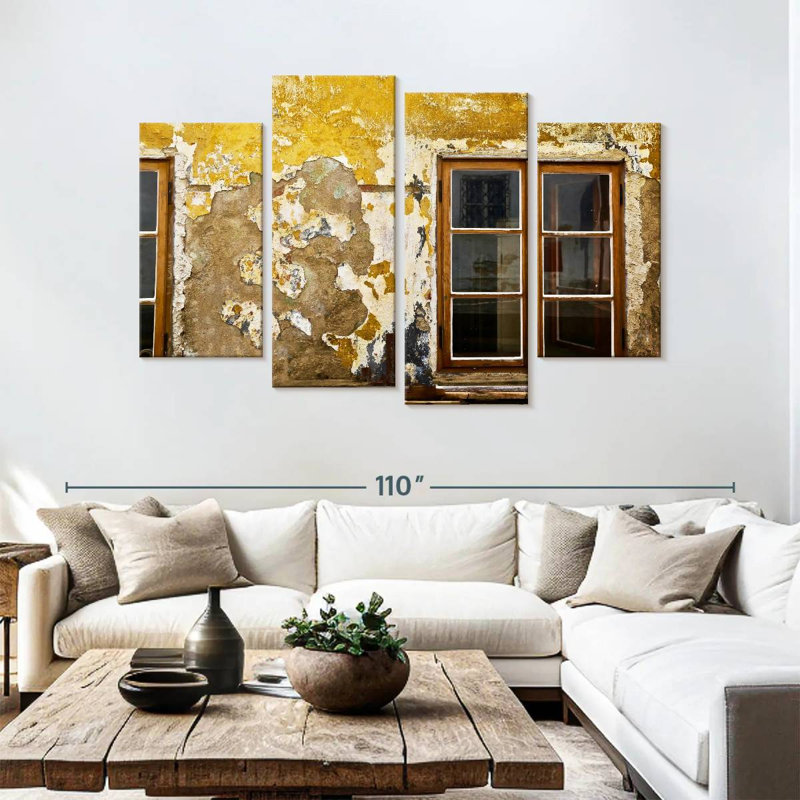 Lilie Window Yellow Cracked Wall, 54" H x 84" W
